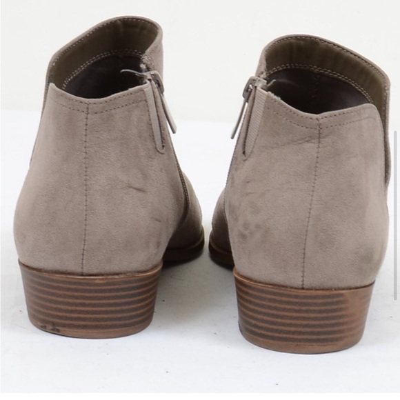 Torrid V-Cut Detail Taupe Vegan Suede Ankle Bootie Wide Width Size 10W - Picture 4 of 7